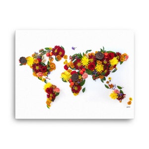 Weltkarte Leinwand • Herbst Blumenstrauß