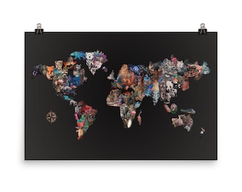World Map Poster • Animal Tattoos from Around the World
