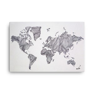 May include: A black and white line drawing of a world map with the word "BASTIN" in the bottom right corner.