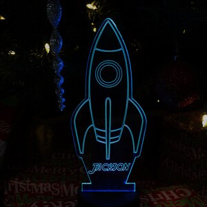 Personalized Rocket Night Light Up Table Lamp LED Personalized, It&#39;s Wow With Remote 16 Colors, Great Gift  Gift Birthday Christmas Space