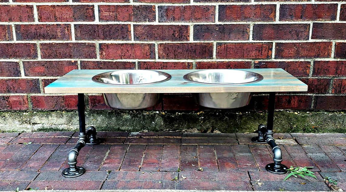 Industrial Pet Bowl Riser Elevated Pet Food Stand Rustic Etsy