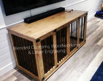 Alder DOUBLE DOG KENNEL - Hand Crafted Dog Kennel, kennel, wood dog kennel, wood dog crate, custom dog kennel, large double dog kennel