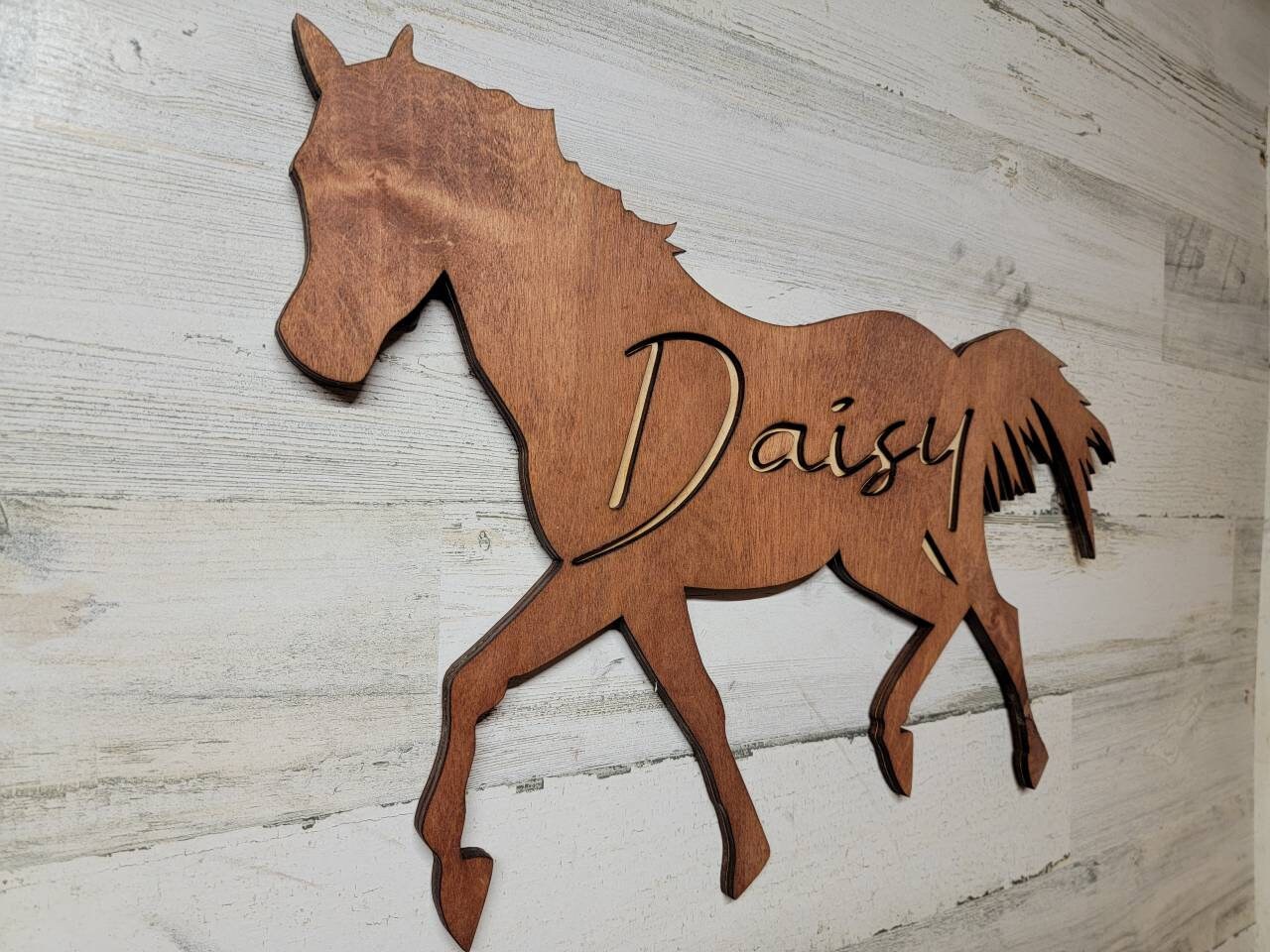 Hand-Carved Cedar Horse Stall Sign - Custom Stable Wood Sign, 4" X 16" Rustic