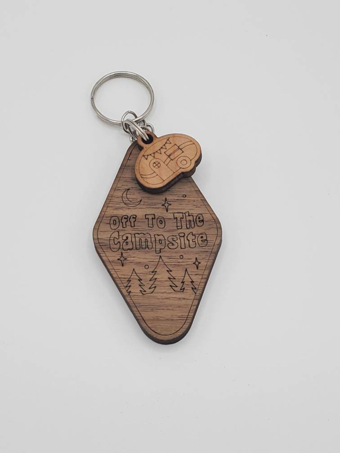 Off to the Campsite Wood Keychain• Camping Keychain - Etsy