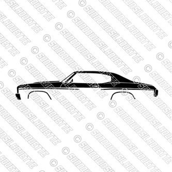 Digital Download car silhouette vector for 1970 Chevrolet Chevelle SS hardtop EPS | SVG | Ai | Png
