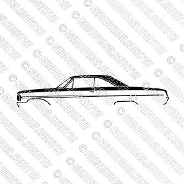 Digital Download vector graphic - 1964 Ford Galaxie 2-door hardtop EPS | SVG | Ai | PNG