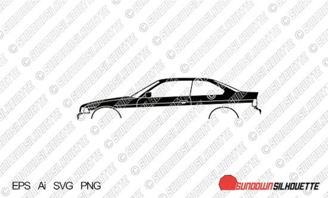 Digital Download Car Silhouette Vector for BMW E36 Coupe 3-series EPS ...