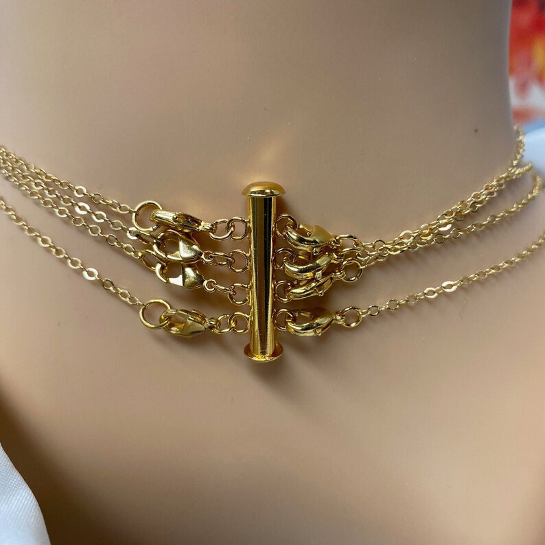 Gold 4 Chain Necklace Spacer Tube