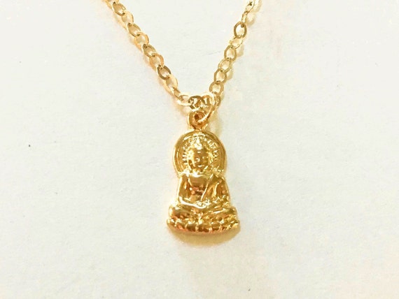 Tiny Buddha Serenity Gold Charm Necklace Yoga Charms Zen | Etsy