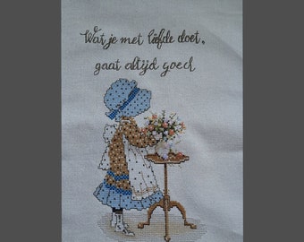 Embroidery Holly Hobbie handmade vintage needlework