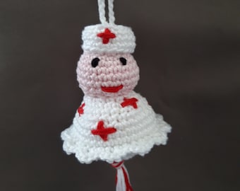 Amigurumi crochet nurse carer doll keychain bag hanger Nurse day Nicelittlegift
