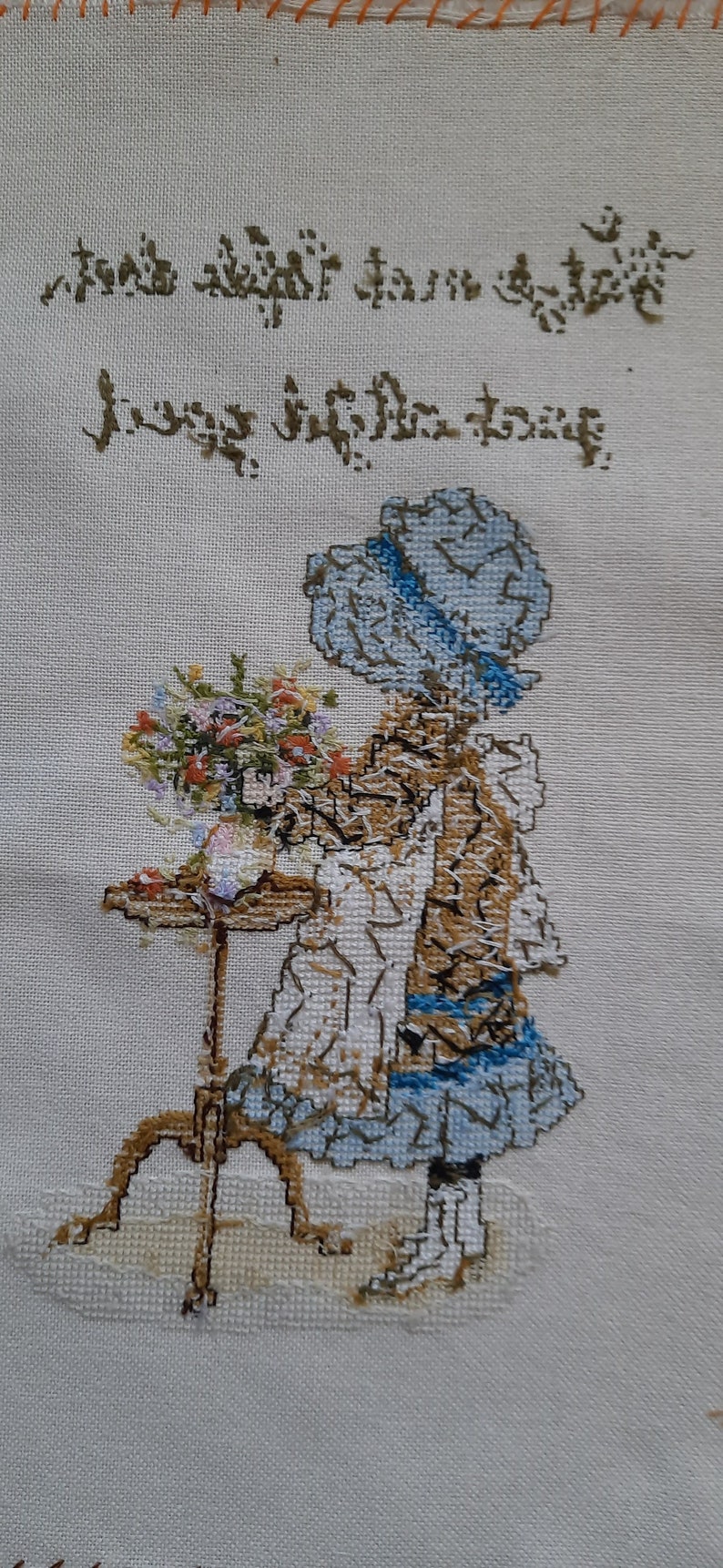 Embroidery Holly Hobbie handmade vintage needlework image 4