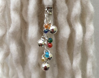 Rainbow Fairy Bells Dangle Dread Bead - Dreadlock Charm - Dread Jewellery