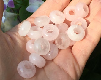 Rose Quartz Gemstone, 3 Dreadlock Beads