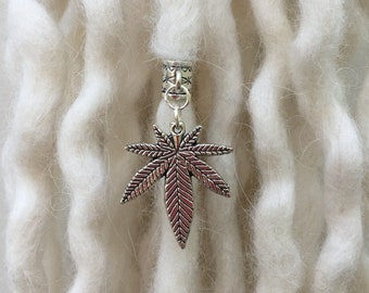 Tibetan Silver Marijuana Leaf Dread Bead, Dreadlock Jewellery