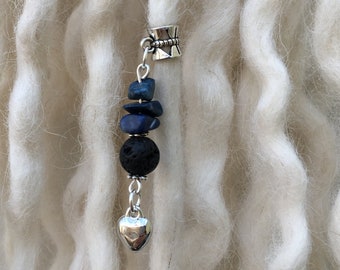 Lapis Lazuli & Lava stone Dreadlock Bead, Essential Oil Diffuser Bead , Aromatherapy Jewellery