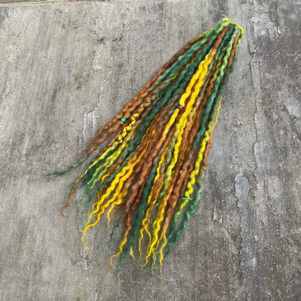 Custom Dreadlocks - Autumn Tones Double Ended Wool Dreadlocks, Full Head or Accent Set, DE, SE on request, UK Seller, Hippie, Boho, Uk