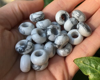 Howlite Gemstone, 3 Dreadlock Beads