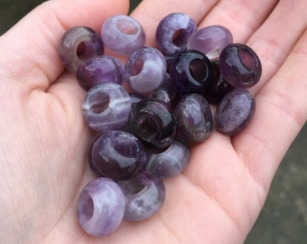 Amethyst Gemstone, 3 Dreadlock Beads