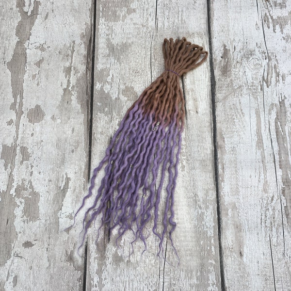 Custom Dreadlocks - Double Ended Wool Dreadlocks - Caramel / Mauve Ombre