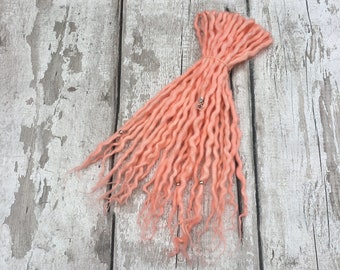 Custom Dreadlocks - Double Ended Wool Dreadlocks - Coral Pink