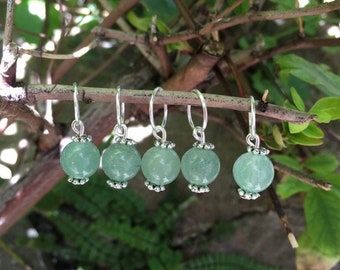 5 Green Aventurine Gemstone Hair Rings - Dreadlock Beads