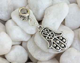 Hamsa Dread Hair Bead, Tibetan Silver Dreadlock Charm