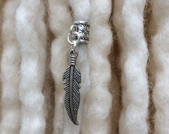 Tibetan Feather Dread Bead, Silver Dreadlock Charm, Dread Jewellery, Dreadlocs, Boho, Gypsy, Pirate, Hair beads, UK SELLER Ready to post