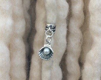 Tibetan Silver Oyster Pearl Dread Bead, Dreadlock Charm, Dread Jewellery, Dreadlocs, Boho, Gypsy, Pirate, Hair beads, Braid Beads, Dreads
