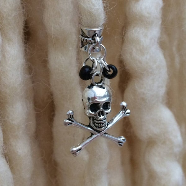 Skull And Cross Bones Dread Bead, Halloween Dreadlock Charm, Dread Jewellery, Festival, Boho, Pirate, Hair beads, UK SELLER Ready to post