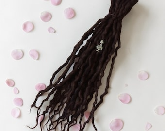 Double Ended Natural Wool Dreadlocks Dark Brown Hair accessories - custom lengths and quantity