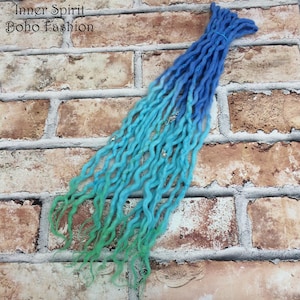 SE Natural Wool Dreadlocks Brown into Blonde and Green Hair accessories - custom lengths and quantity