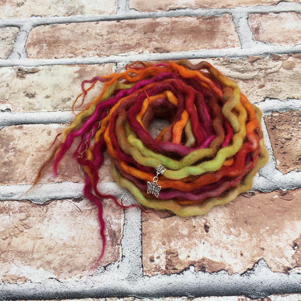 23 Single Ended Tie-Dye Wool Dreads 27-30 Inches
