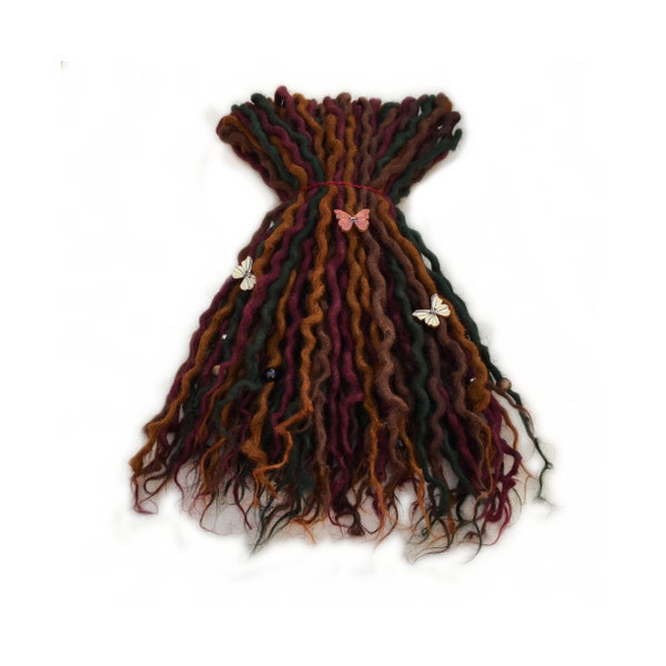Single Ended - Autumn Rainbow - Custom Wool Dreadlocks Hair Accessories