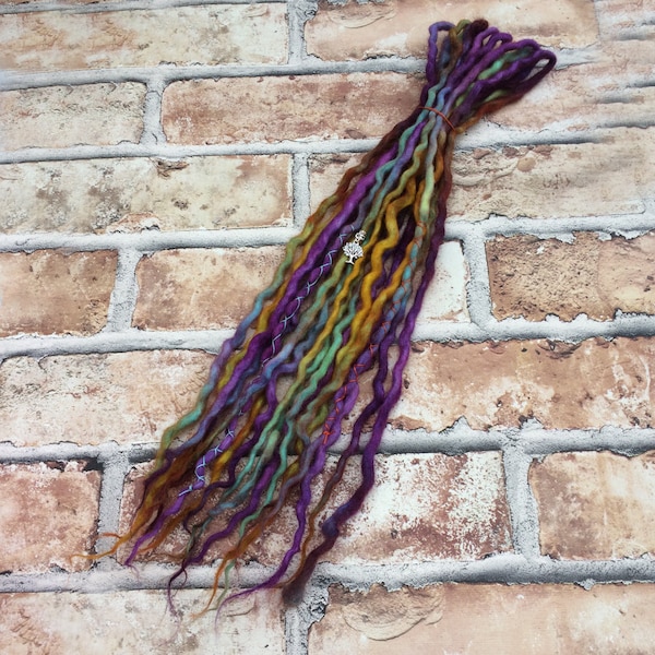 Custom Dreadlocks - Tie-Dye Tones Double Ended Wool Dreadlocks, Full Head or Accent Set,