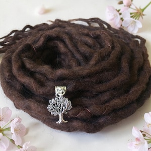 Single Ended Natural Wool Dreadlocks Dark Brown Hair accessories - custom lengths and quantity
