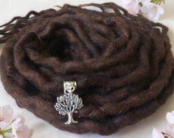 Single Ended Natural Wool Dreadlocks Dark Brown Hair accessories - custom lengths and quantity