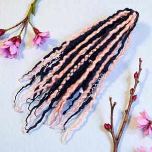 SE (Loop) Natural Wool Dreadlocks Black and Pink Hair accessories - custom lengths and quantity