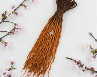 DE Natural Wool Dreadlocks,Brown into Ginger Hair accessories - tailor-made lengths and quantity