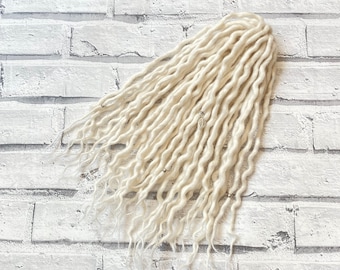 Custom DE Dreadlocks - White Double Ended Wool Dreadlocks, Full Head or Accent Set