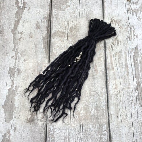 Wool Dreadlocks Grey Black Blend Custom Wool Dreads Double Etsy
