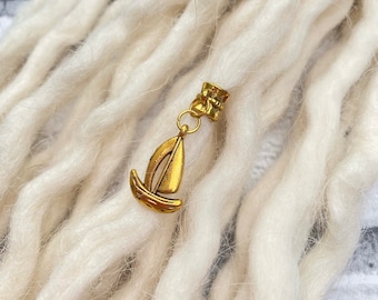 Tibetan Gold Sail Boat Dreadlock / Braid Bead