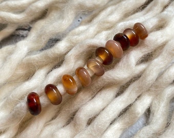 10 Carnelian Gemstone Dreadlock Beads