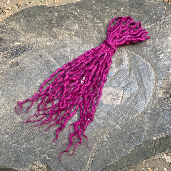 Dreadlocks - Single Ended Cerise Custom Wool Hair Accessories