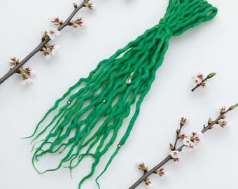 DE Natural Wool Dreadlocks Jade Green Hair accessories - custom lengths and quantity