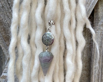 Fluorite Flower Of Life Gemstone Dreadlock Bead