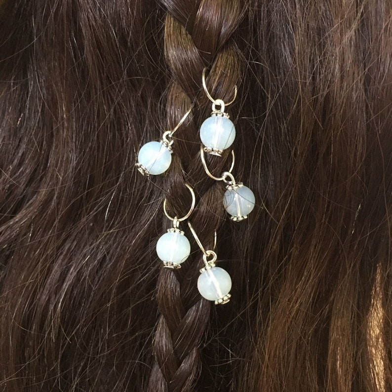 5 Howlite Gemstone Hair Rings Dreadlock Beads