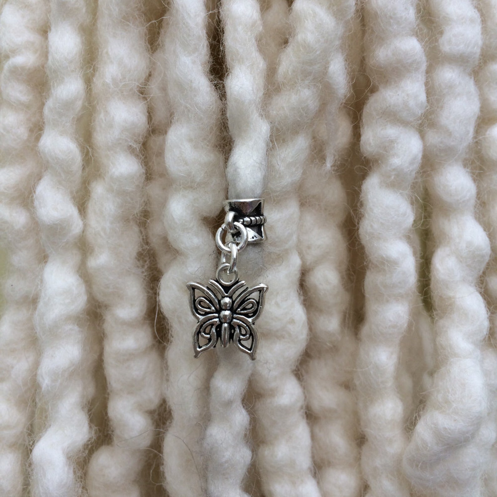 Tibetan Dread Bead Silver Butterfly Dreadlock Charm Dread - Etsy