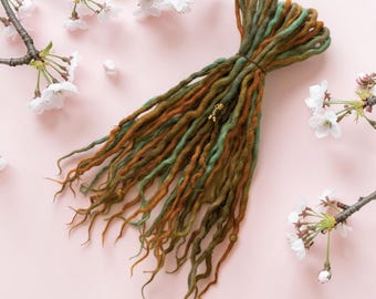 DE Natural Wool Dreadlocks Woodland Hair accessories - custom lengths and quantity