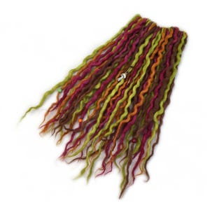 SE Natural Wool Dreadlocks Red, Brown, Green, and Orange Hair accessories - custom lengths and quantity